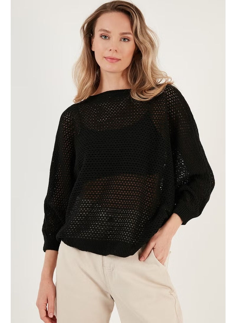 Lela Openwork Bat Sleeve Boat Neck Sweater Women's Sweater 6071571 - Image 3